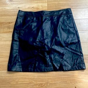 Loft black faux leather wrap skirt